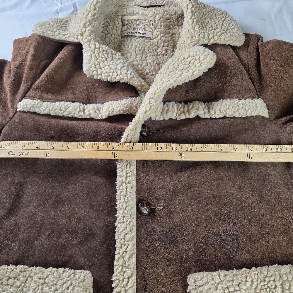 Vintage Schott Bros Shearling Ranch Coat – Size 40 Western Suede Sheepskin #600 - Picture 10 of 16